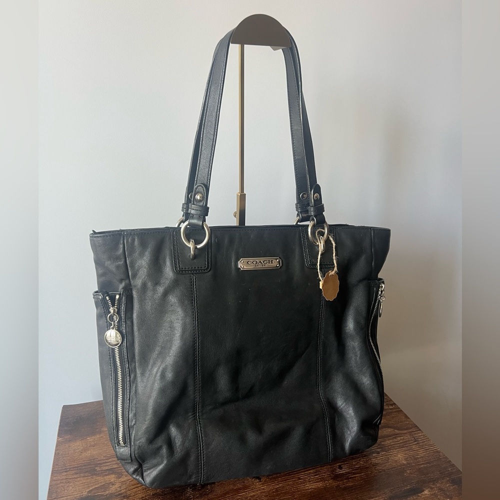 Authentic Coach Black Leather Tote Bag